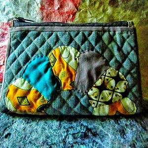Handmade Batik Applique Denim Pouch: Recycled Fabric, Sustainable Gift