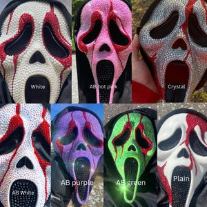Bloody Bedazzled Ghostface mask Rhinestone Crystalized