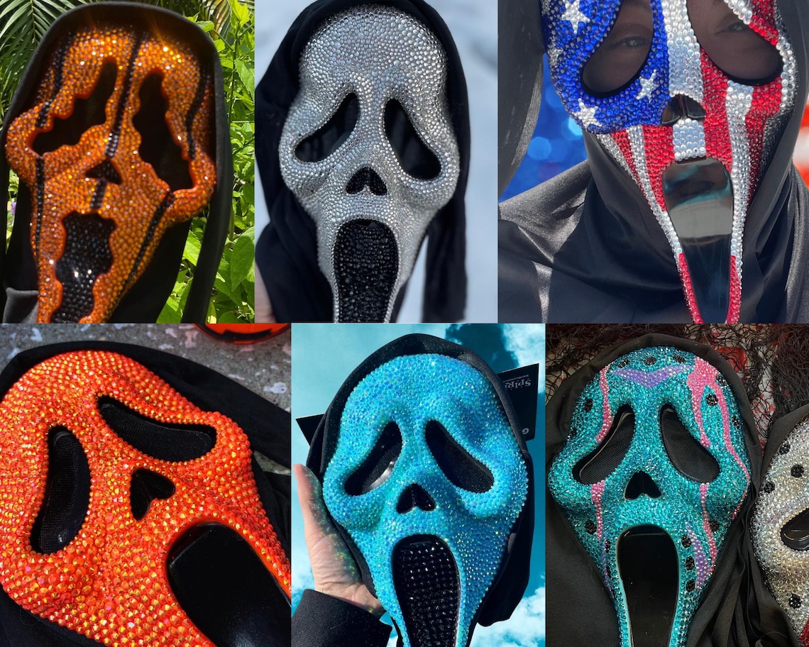 Bedazzled Scream Mask Bling Scream Halloween Custom Rhinestone - Etsy