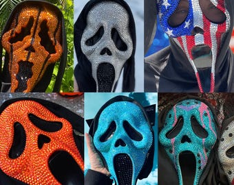 Bedazzled Scream Mask Bling Scream Halloween Custom Rhinestone