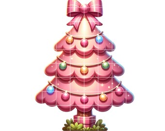 Pink Christmas Tree Clipart | Pink Christmas Clipart | Girly Christmas PNGs | Christmas Tree PNG | Winter Clipart | For Commercial Use