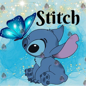 Stitch Inspired 20oz Tumbler Wrap PNG | Cute Cartoon Butterfly Skinny Tumbler Sublimation Design | Digital Download File | Cute Monster Wrap