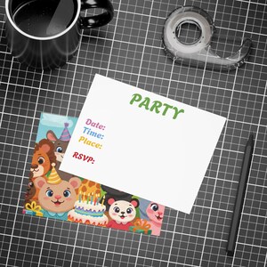 Wunderliche Tier-Geburtstags-Postkarten-Bündel, lustige Party-Einladungen, Kinder-Geburtstags-Dekor, Grußkarten, festliche Umschläge inklusive