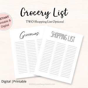 Grocery List, Shopping List