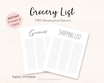 Grocery List, Shopping List
