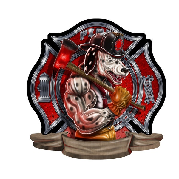 Firefighter Dalmatian download, black and white firefigher download, full color download, support firefighter, fire man logo, fire fighters