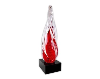 Glass Red Twist Sculpture, Corporate Award