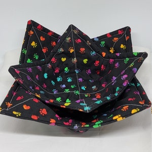 Paw Prints Bowl Cozy, Microwavable Hot Bowl Holder, Animal Lover Gift