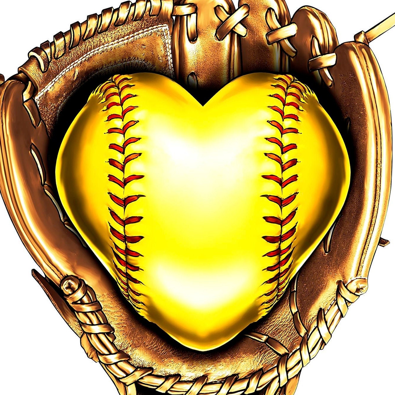 Heart Softball Glove Download Softball Download Full Color Etsy