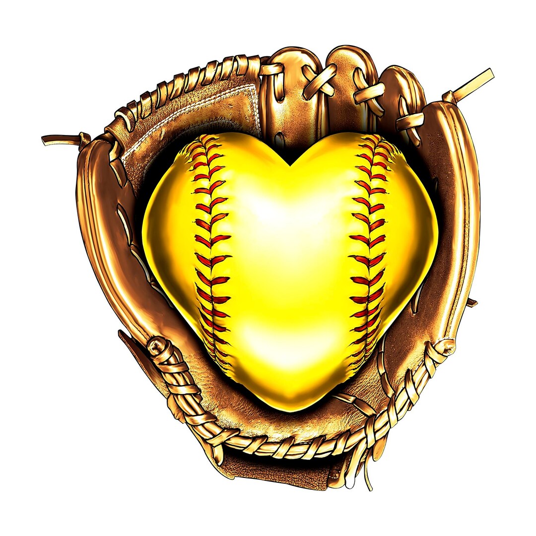 Heart Softball Glove Download, Softball Download, Full Color Softball