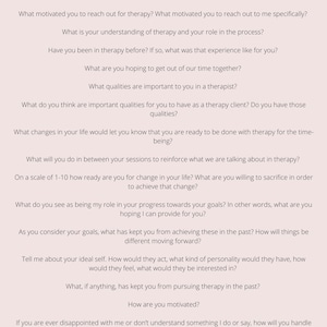 Therapy Questions for First Session