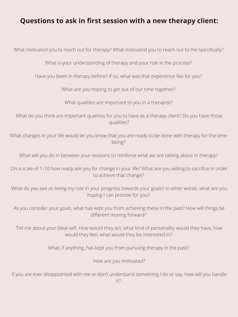 Therapy Questions for First Session - Etsy
