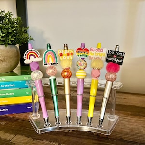 Bolígrafo de amor propio con cuentas, bolígrafo de afirmación positiva, regalo inspirador con cuentas focales, bonito bolígrafo de escritorio para la salud mental, regalo motivacional para ella.