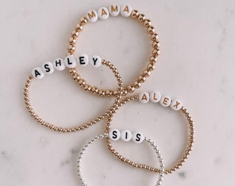 14k Gold Beaded Name Bracelet | Gold Ball Beaded Bracelets | Custom Bracelet | personalized | gifts for her | friendship bracelet