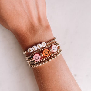 14k Gold Filled 5mm Beaded Smiley Bracelet | Gifts for her | Gifts for best friend | Festival/rave bracelets