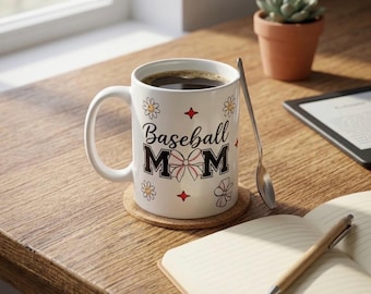 Biały kubek baseballowy z naklejkami baseballowymi, rozmiar 11 uncji