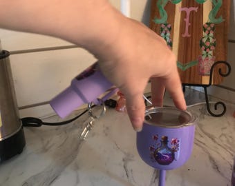 16 oz ombre purple glass tumbler voodoo spell theme with customized lid, chapstick holder, 4 oz shot glass combo