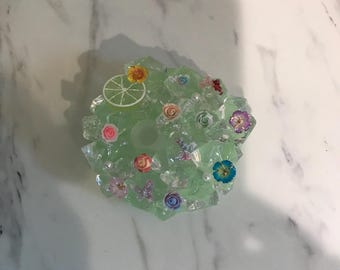 473 ml mintgrönt "just breath"-glas med design och specialdesignat lock
