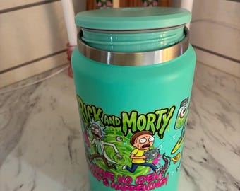 50 oz roestvrijstalen Rick and Morty limoengroene beker met handvat