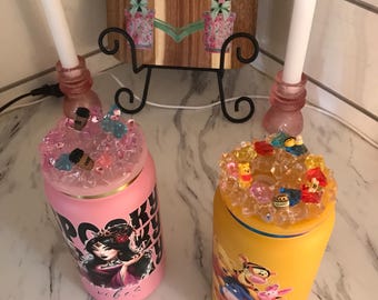 16 oz stainless steel pink tumbler spooky princess inspired theme with customized lid