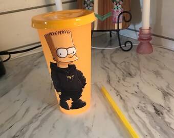 Bart Simpson żółty 25 uncji 3-częściowy zmywalny kubek do codziennego użytku w kolorze żółtym