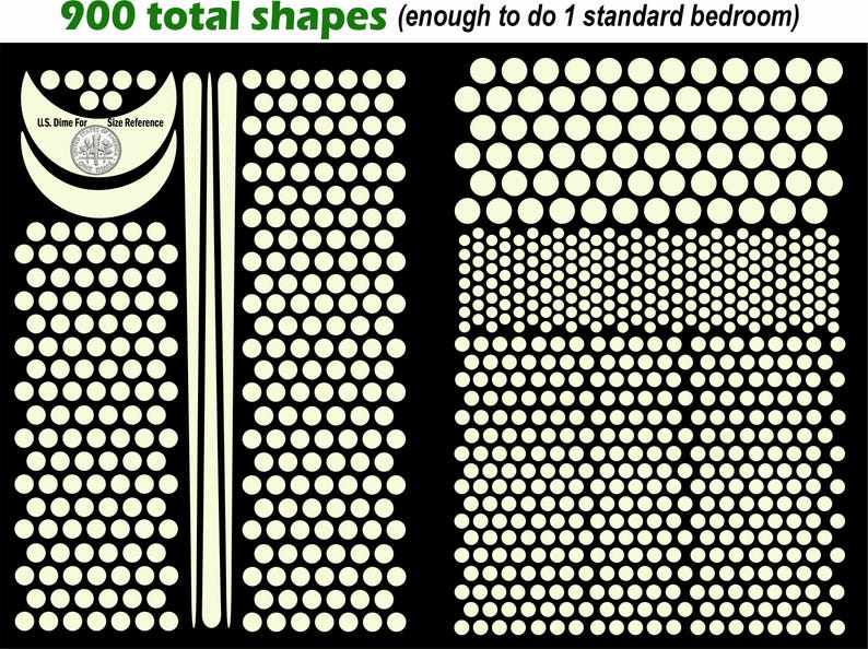 Kostenloser Versand am selben Tag! DIE leuchtendsten Glow In The Dark Decken-Sterne verfügbar. Die einzigen 10hr-Leuchtsterne, die überall verfügbar sind / 900 Formen Bild 2