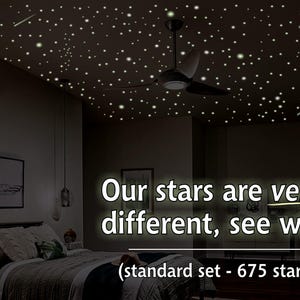 Free Same Day Shipping! THE most  luminous Glow In The Dark Ceiling Stars available. Bedroom Decor for all ages - 10 hr glow, 687 shapes!