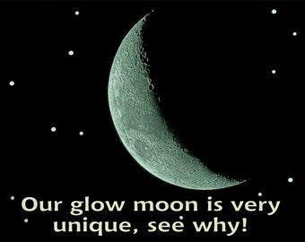 FREE Same Day Shipping! Glow In The Dark Crescent Moon, 10 hour Glow Moon, Romantic Gift, Adult or Kids Room. Use with our glow stars !!