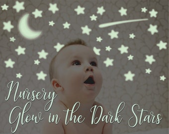 Nursery Glow Stars, Glow In The Dark Ceiling Stars for Baby nursery, Toddlers Room decor, 10hr Glow time guarantee. Free SAME DAY Shipping!!