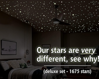 FREE Same Day Shipping! The most  luminous Glow In The Dark Ceiling Stars available. The ONLY genuine 10hr glow you can buy! / 1675 shapes