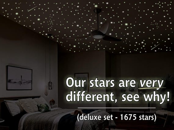FREE Same Day Shipping! The most  luminous Glow In The Dark Ceiling Stars available. The ONLY genuine 10hr glow you can buy! / 1675 shapes