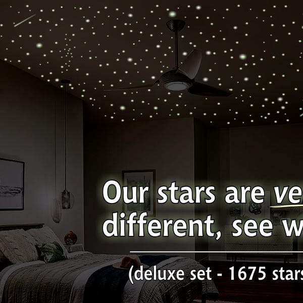 KOSTENLOSER Versand am selben Tag! Die leuchtendsten verfügbaren Glow In The Dark Decken-Sterne. Das EINZIGE echte 10-Stunden-Glühen, das Sie kaufen können! /1675 Formen
