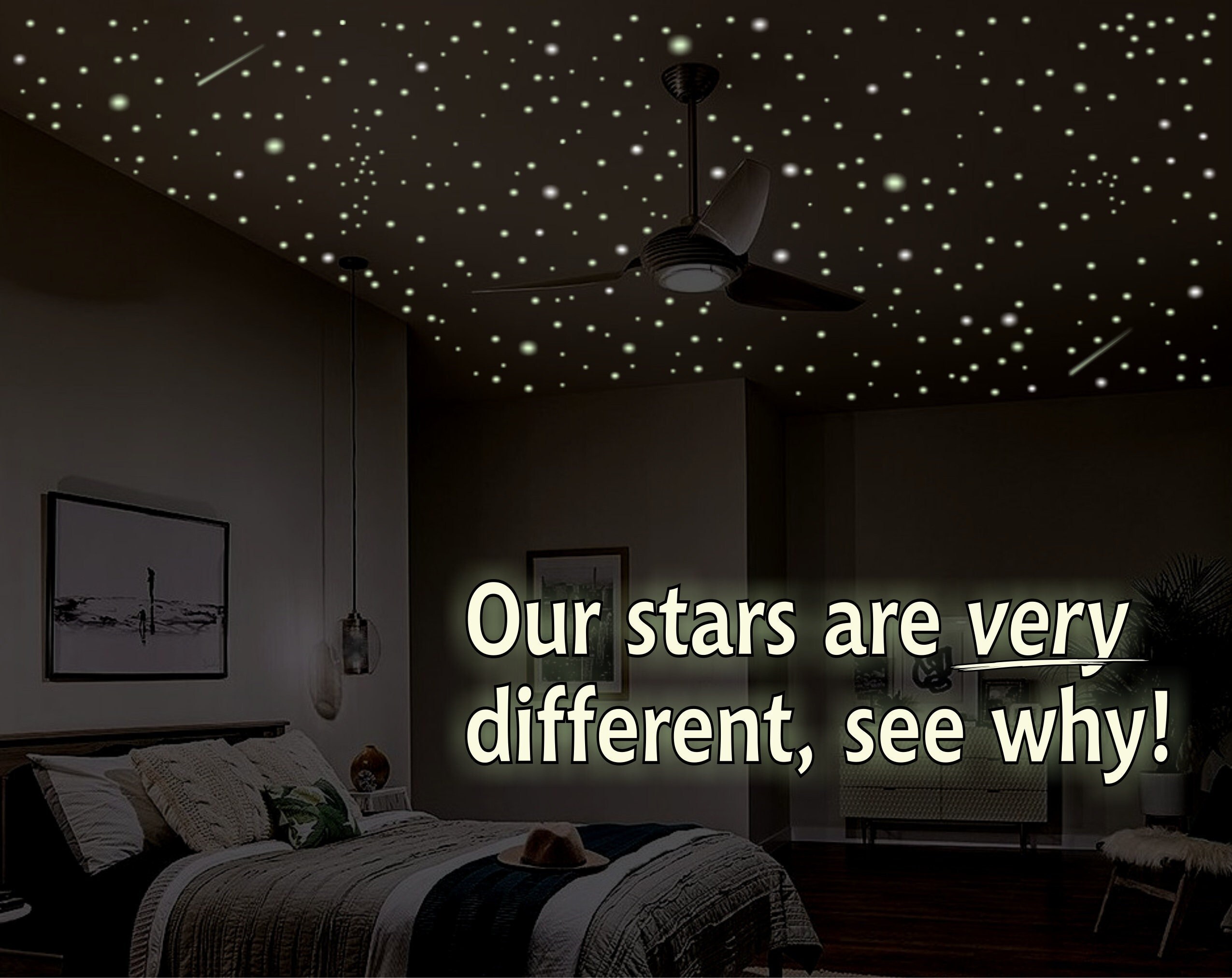 Glow in the Dark Star Stickers 3D Glow in Dark Star Ceiling Super Bright,  Realistic Night Sky Unique Starry Night Home Decor Moon 