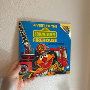 Vintage Sesame Street Book A Visit To The Firehouse Picture Book 80s