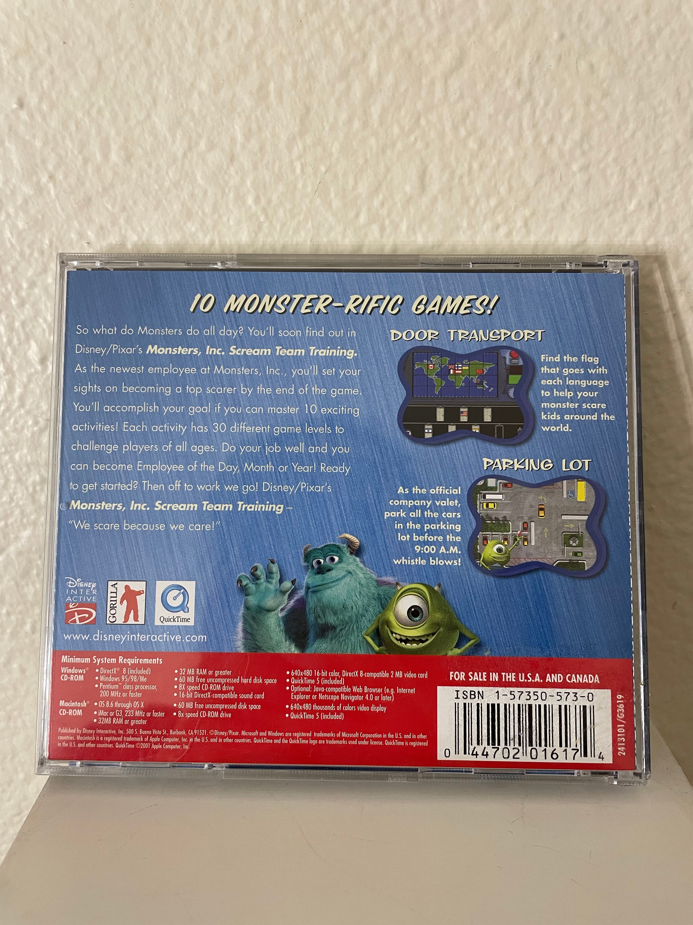 2001 Disney Monster INC Scream Team Training Game CD image