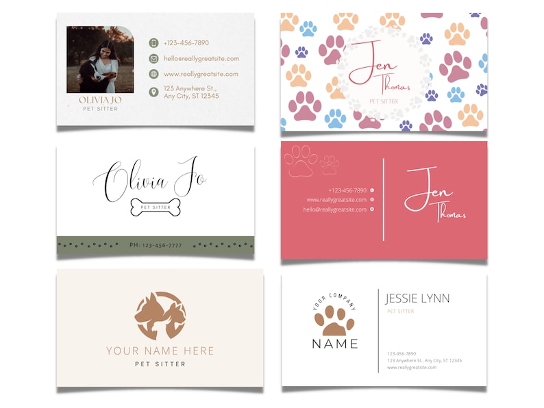 Pet Sitter Business Card Templates Editable Business Cards - Etsy