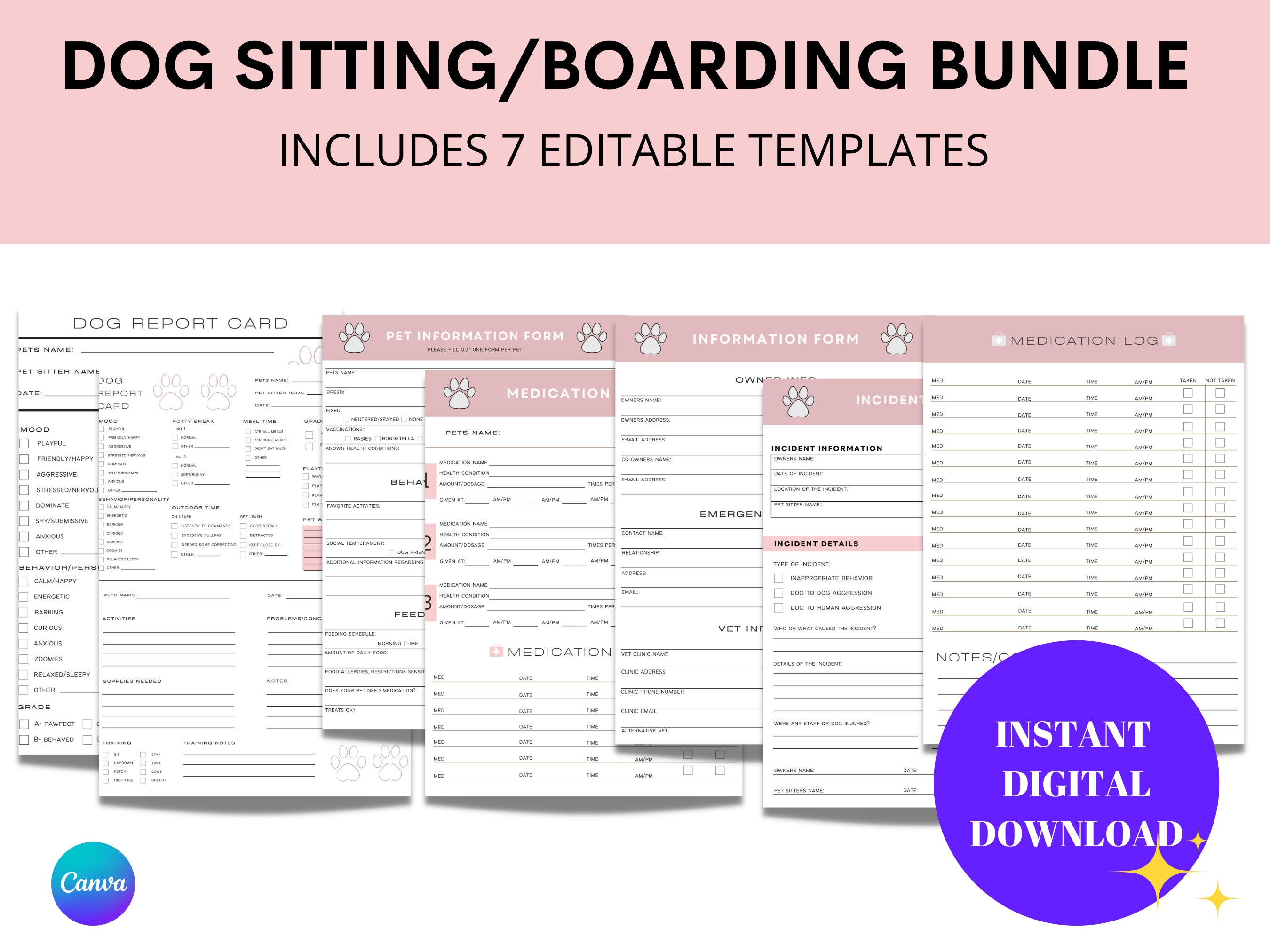 Dog Boarding Form Template Editable Template Dog Report Card Dog Information Form Dog Dog Boarding Form Template Editable Template Dog Report Card Dog Information Form Dog
