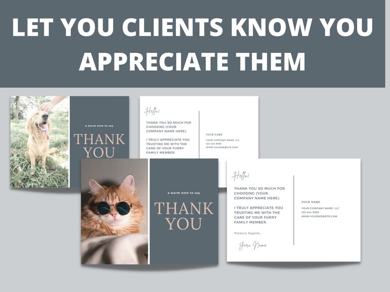 Editable Thank You Postcard for Pet Sitting Clients Pet Sitting