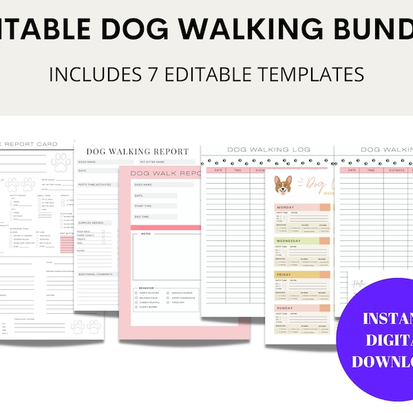 Dog Walking Forms - Etsy