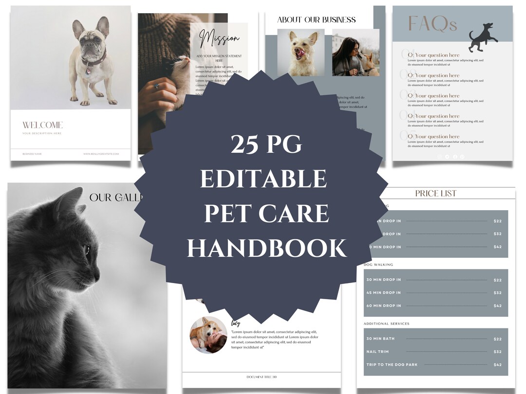 Animal Carebook Example.pdf Editable Dog Boarding Handbook, Editable Pet Care Handbook, Pet Care ...