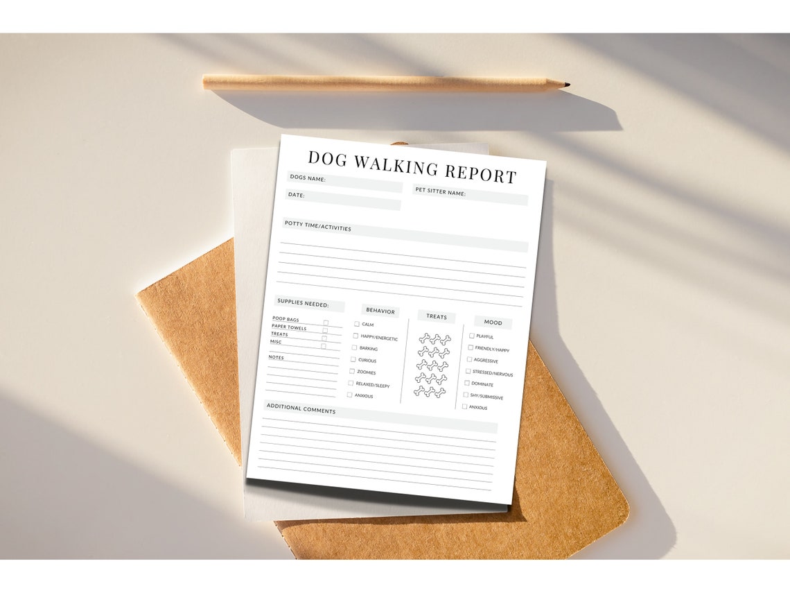 Dog Walking Forms, Editable Dog Walking Templates, Dog Walking Log ...