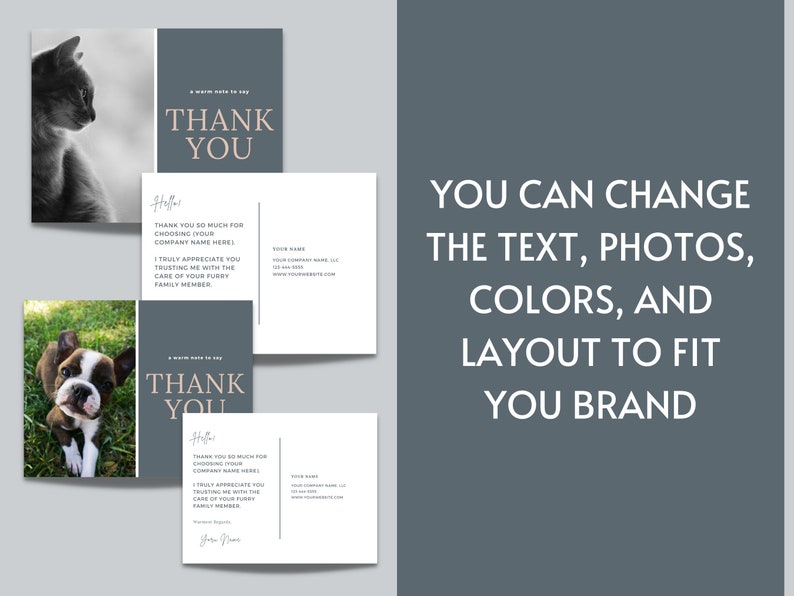 Editable Thank You Postcard for Pet Sitting Clients Pet Sitting