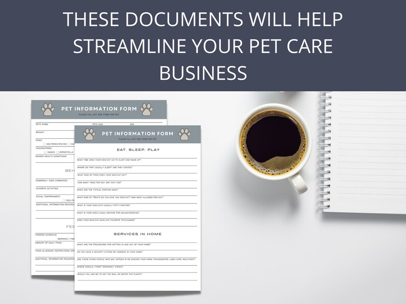Pet Care Documents Pet Care Business Bundle Pet Sitter Etsy
