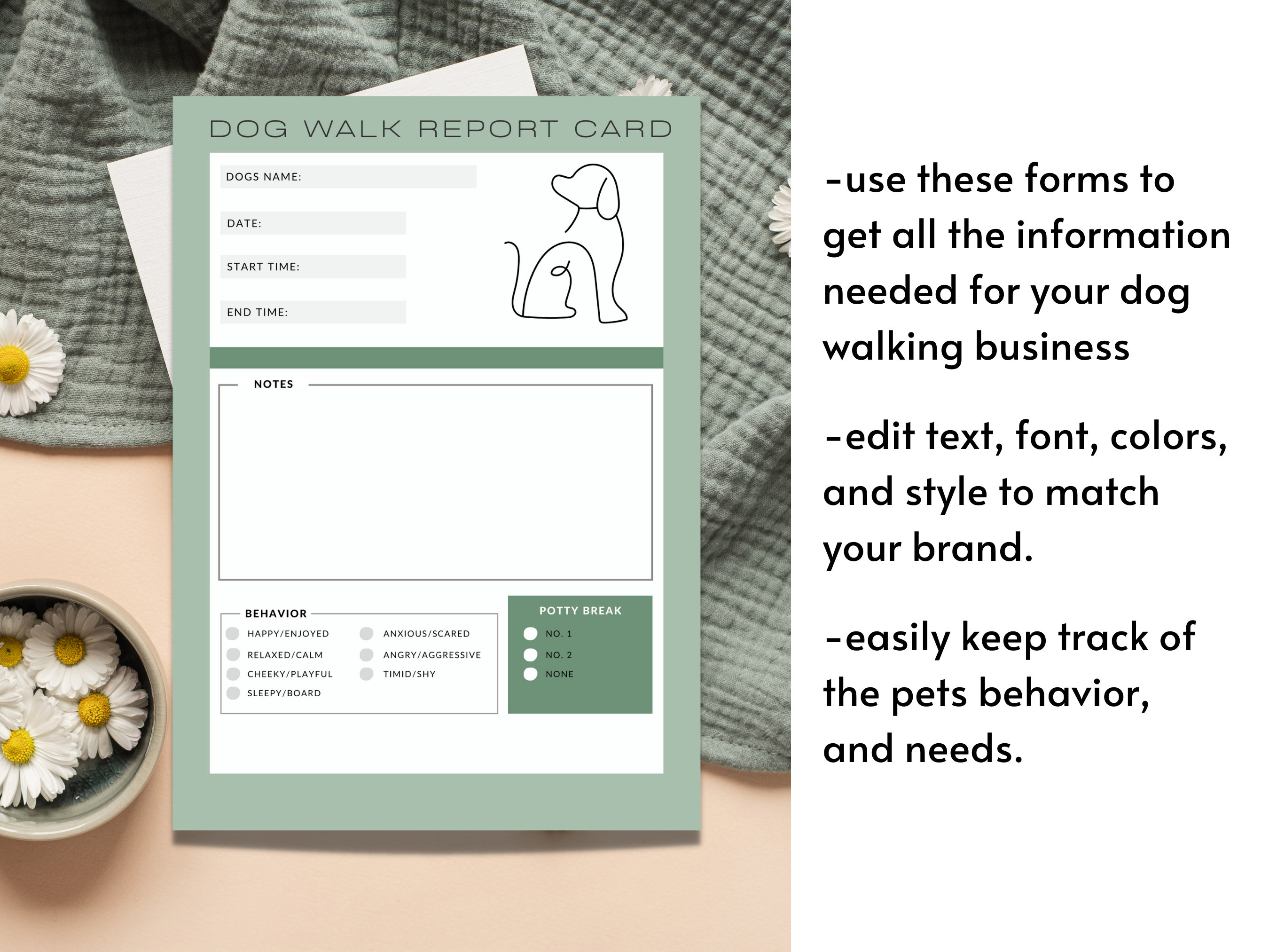 Dog Walking Forms Editable Dog Walking Templates Dog Walking - Etsy