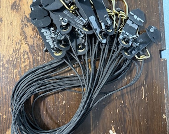 Gamefowl Tie Cords:  Garlock EZ Hitches on Black Diamond Nylon cord.