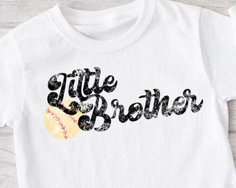 Little Brother Baseball/Softball PNG, Distressed Design (Digital Download)