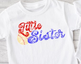 Little Sister Baseball/Softball PNG, Sublimation Design (Digital Download)