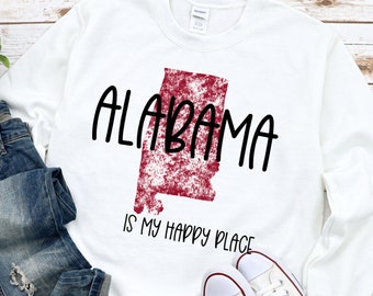 Alabama Is My Happy Place PNG, Sublimation Design (Digital Download)