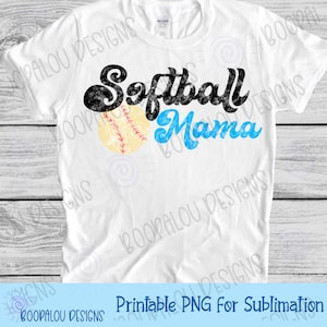 Blue and Black Distressed Softball Mama PNG Download, Softball Mama PNG Download for sublimation, Digital File for sublimation, PNG Download