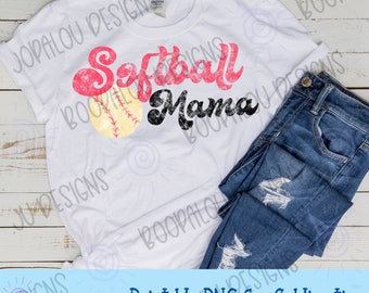 Red and Black Distressed Softball Mama PNG, Softball Mama PNG for sublimation, Digital Download, PNG for sublimation, Sports Teams png